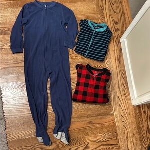 3 Carters Footed One-Piece fleece pajamas.